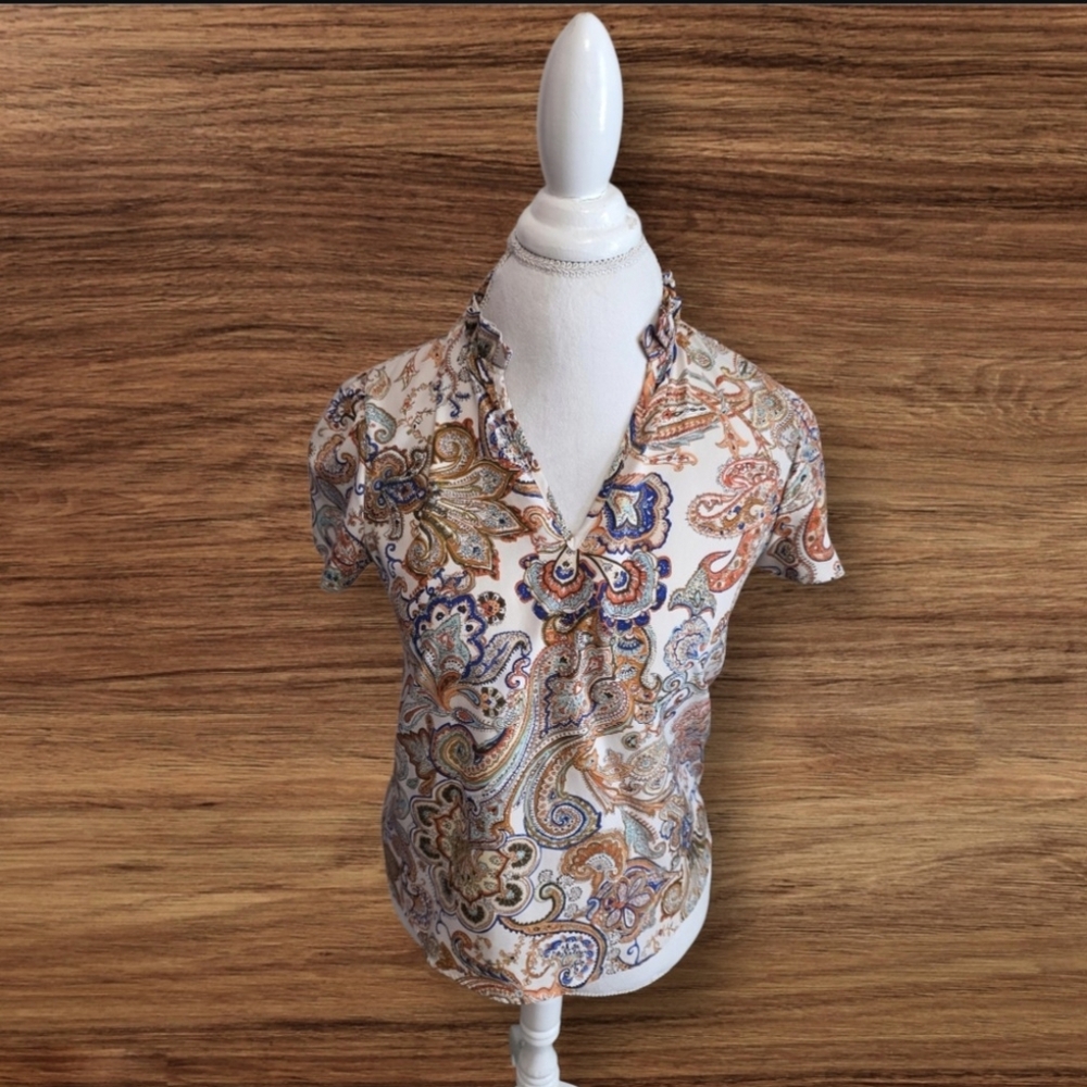 🌾 Paisley Print Short Sleeve Blouse  Sz S